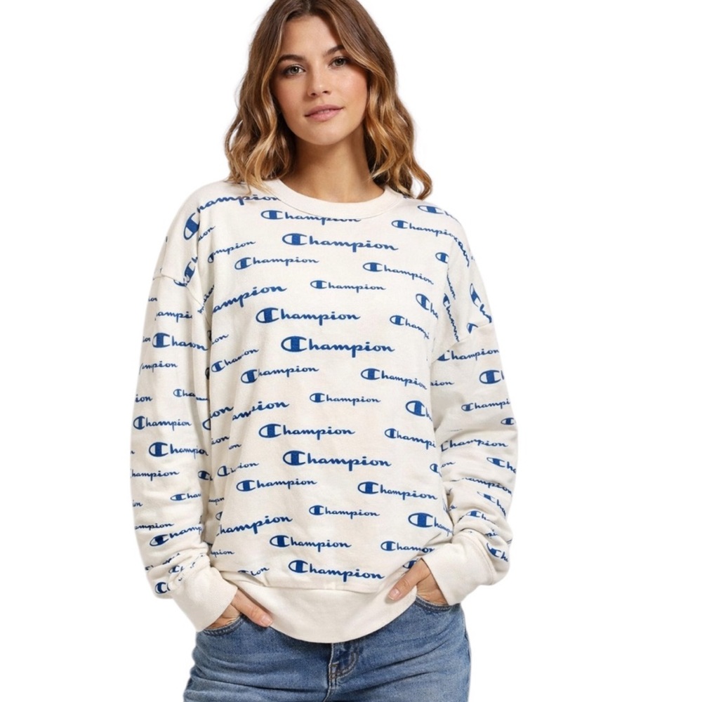 Champion blue and white sweatshirt Size large